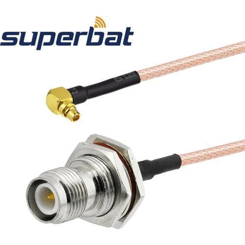 Superbat RP-TNC Female Jack(Male pin) to MMCX Male Plug Right Angle Pigtail Cable RG316 15cm