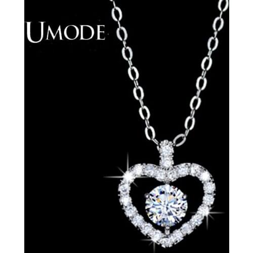 UMODE High Quality Romantic Lovely Heart Shape Cubic Zirconia Pendant Necklaces Jewelry Wedding Gift Accessories Necklace UN0046