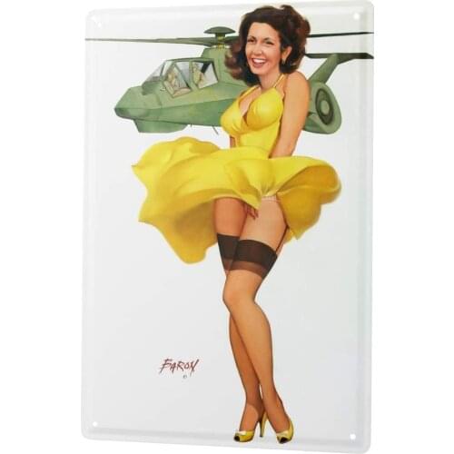 Helicopter Dress Poster Funny Sign Tin Art Wall Decor Vintage Aluminum Retro Metal Tin Sign Painting Decorative Signs 20x30cm