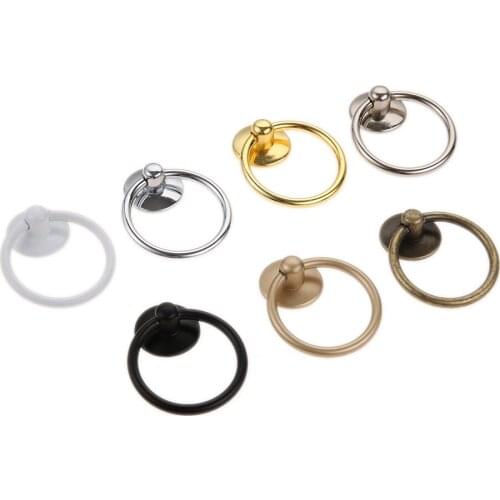 1Pc 25*44*52mm Vintage Furniture Door Round Ring Pull Knob Zinc Alloy Cabinet Dresser Drawer Knobs and Handles for Jewelry Boxes