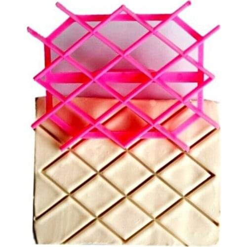 Fondant Embosser Diamond Shape Cookie Cutters Embossing Biscuit Mold Cake DIY Decorating Sugar Craft Cupcake Tools Hollow Moulds