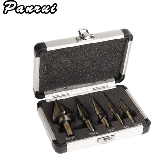XCAN 5pcs HSS High Speed Steel Step Drill Bit Cobalt Step Drill for Metal Wood Hole Cutter Core Drill Bit