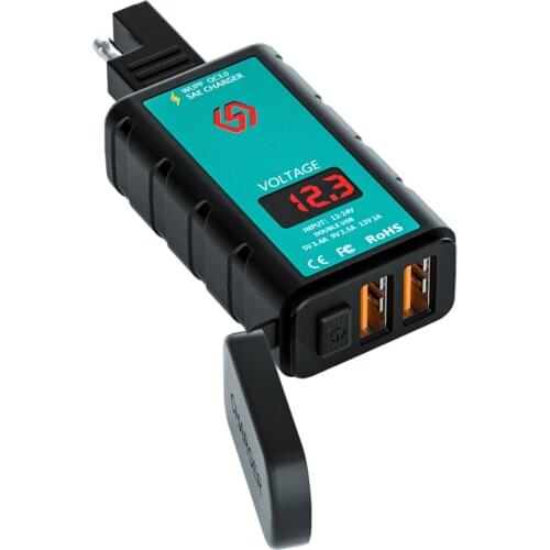 Motorcycle Charger SAE to USB Charger with Voltmeter On/Off Switch Support QC3.0 PPS DCP FCP SCP AFC MTK PE For iPhone Samsung