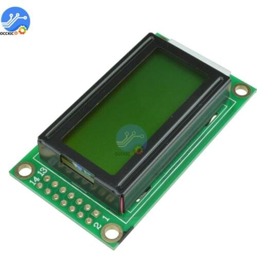 Yellow LCD Module 8 x 2 Character Display Screen 0802LCD Module 3.3V / 5V LED LCD Backlight for Arduino Diy Kit