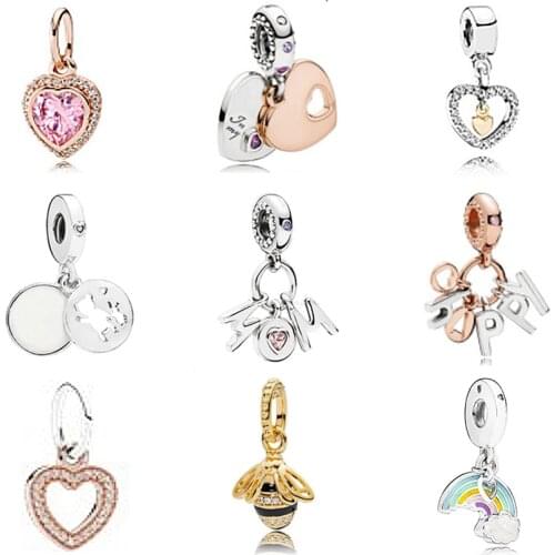 NEW 2018 Fit Original Charm Bracelets Gilded Rose Gold color Authentic 925 sterling silver Beads Women DIY Fashion Jewelry