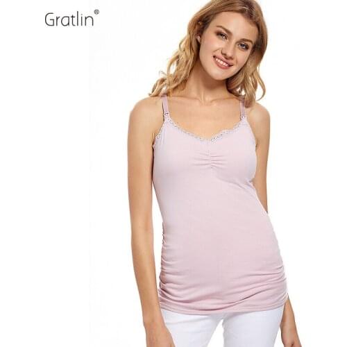 Gratlin Womens Cami Breastfeeding Tops Cotton Maternity Nursing Tank Top