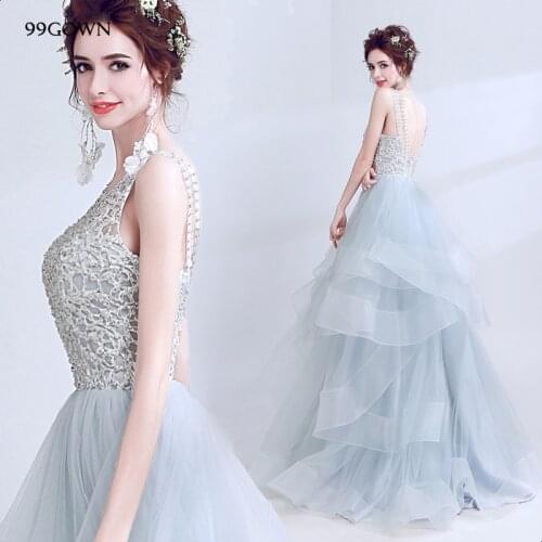 99GOWN Women Simple Wedding Dress 2019 Sexy Backless Luxury Beading Lace Long A-Line Bridal Wedding Gown Dresses