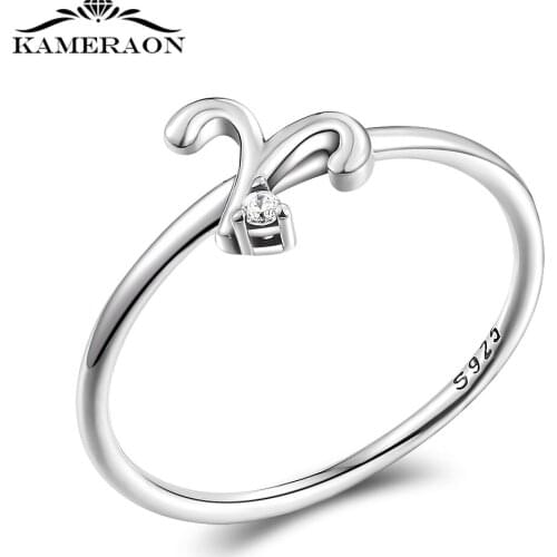 Vintage Twelve Constellation Aries Small Rings for Woman Zirconia Real 925 Sterling Silver Ring for Women Girls Gift 2021 Trendy