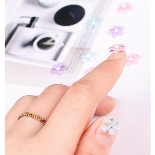 10Pcs Five Petal Cherry Blossom Nail Art Rhinestones Shiny Glamour Nail Art Jewelry Fashion Mobile Phone Shell DIY Material