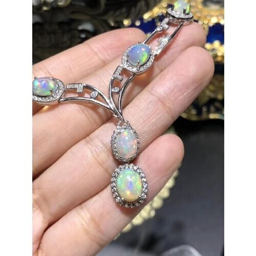 100% Natural And Real Opal pendant Necklace Natural real Opal 925 sterling silver Pendant