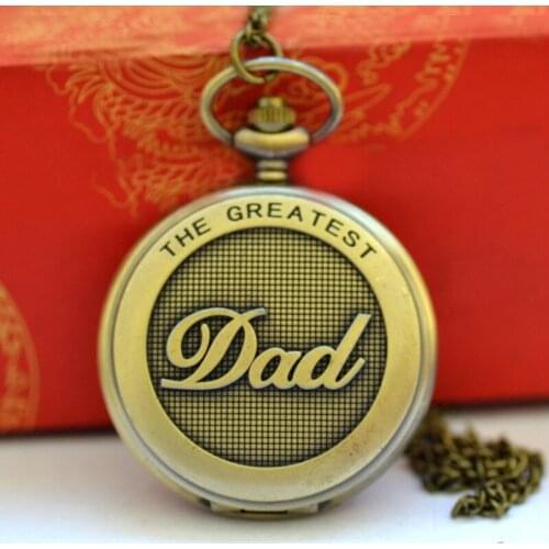1010 DAD vintage shading pocket watch English digital Dad flip pocket watch bronze pocket watch