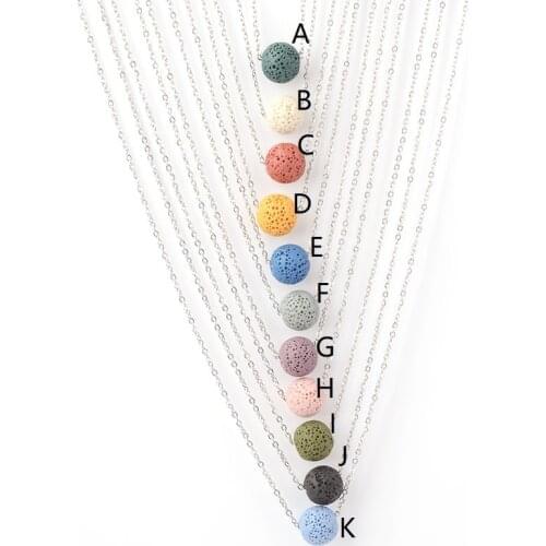 12mm Colourful Round Lava Stone Bead Essential Oil Diffuser Necklace Aromatherapy Volcanic Stone Stainless Steel Chain Jewelry