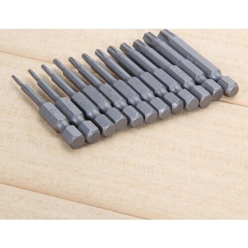 12pcs Hollow Hole Batch of Chrome Vanadium Steel 50mm Installed 50mm SEALS St5-t40 Torx Magnetic Plum Batch Head Screwdriver Bit