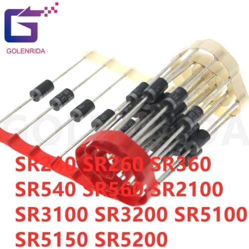 20PCS Schottky Rectifier Diode SR240 SR260 SR360 SR540 SR560 SR2100 SR3100 SR3200 SR5100 SR5150 SR5200 DO-41 DO-27
