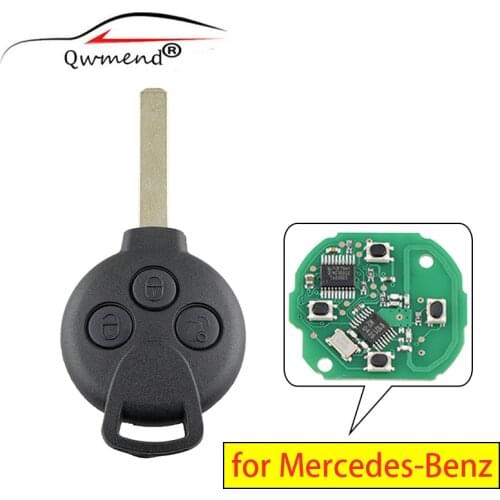 3 Buttons for Mercedes-Benz Key PCF7941 Chip ID46 433Mhz Smart Car Key for Mercedes-Benz Smart Smart Fortwo 451 2007-2013
