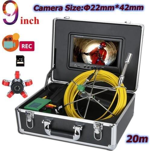 9 inch DVR 22mm Pipe Sewer Inspection Video Camera System 20M IP68 Waterproof 1000 TVL Camera with 6W LED Lights