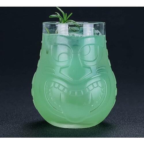 Lead-free Glass Face Tiki Cup 500ML Red wine Glass Hawaii Face Cup Cocktail Wine Glass Cup Coke Cold Drink Glass Gift Tiki Cup