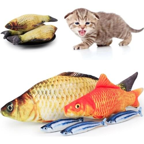 200mm Funny Lifelike Fish Shape Simulation Pet Cat Flannel Playing Toy Fish Shape Pillow Creative Pet Toy