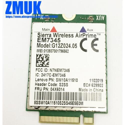 EM7345 4G WWAN Card For Lenovo Thinkpad X1-CARBON X240 X250 L540 T440 T440P T440S T450 T450S T540P T550 W540 Series,P/N 04X6014