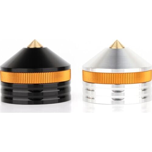 Hifi Silver Aluminum alloy Brass head Speaker Spike Cone Pad Isolation Base Feet Pads Audio Hifi Tube Amplifier CD