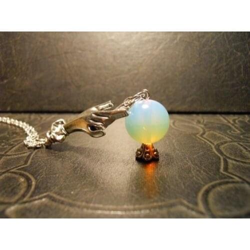 Crystal Ball in hand Necklace,Wicca,Witch,Pagan,Witches Ball,Gypsy,Steampunk Spells,Magic,Fortune Teller,Psychic,Reading,Scrying