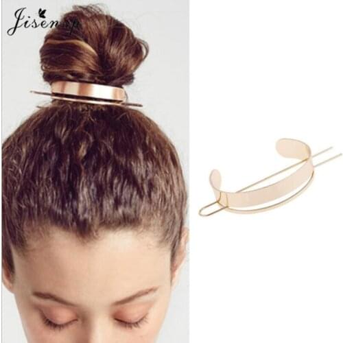 Jisensp Simple Design Alloy Round Top Hairpin Bun Cage Minimalist Ballhead Hair Stick Girl scrunchie Accessories Hair Jewelry