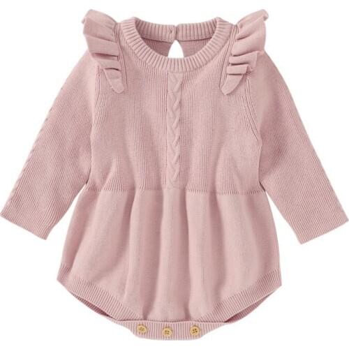 Baby Ruffle Rompers Newborn Child Photography Knitted Romper Baby Girls Christmas Clothes Infant Birthday Party Clothing