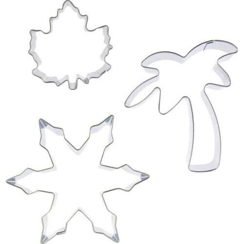 Small Maple leaf, Snowflake, Coconut Tree shaped 3 piece biscuit cutting molds, baking tools, cake decorating soft candy tools