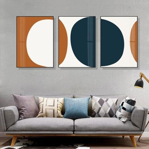 Minimalist Abstract Geometric Brown Green Canvas Painting Wall Print And Poster Picture For Living Room Interior Home Decoration