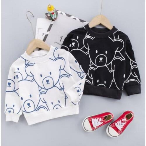 Fashion Boys Girls Sweatshirts 2021 Spring Autumn Cotton Baby Clothes Cartoon Bear Children Long Sleeve Hoody Tops 1-5Y