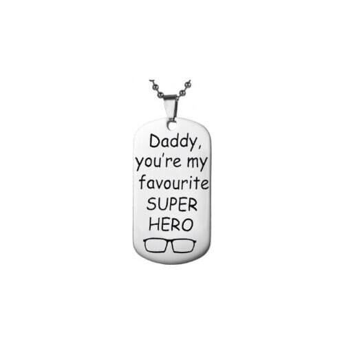 2019 new stainless steel jewelry dad is my favorite super hero simple pendant necklace fathers Christmas gift fashion mens key