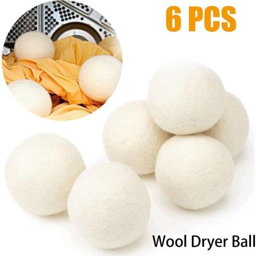 New 6Pcs Wool Dryer Balls Laundry Balls Reusable Natural Organic Laundry Fabric Softener Ball 5cm Home Washing Balls Wool Dryer