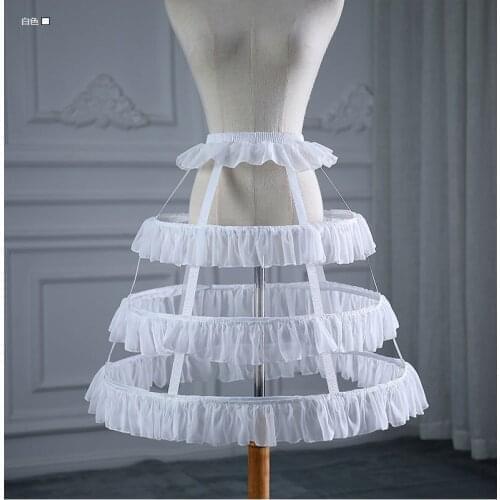 New Design Children lolita Petticoats 3 Hoops Short Crinoline Hollow Out Birdcage with Ruffles 2021