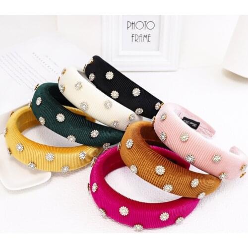 Pearls Thickening Velvet Headbands Hair Hoop Handmade Padded Sponge Women Hairbands Bezel Hair Accessories ободок для волос