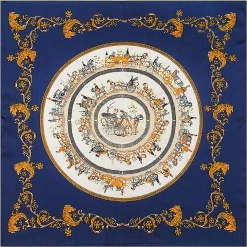 [POBING] 2017 Euro Brand Silk Scarf Women Square Scarves Spain Horse Shawl&Wrap Hijab Lady Bandana Female Foulard 60cm x 60cm