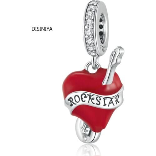 Disiniya 2021 Electric Guitar Enamel CZ Pendant Charms for Bracelet or Necklace 925 Sterling Silver Jewelry Make ZSCC331627