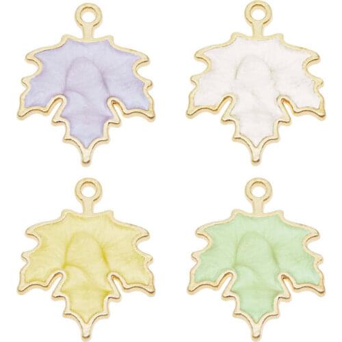 GraceAngie 12pcs New Fashion Alloy Enamel Marple Leaf Charms for Women Bracelet Pendants Earring Making Craft DIY Accessory