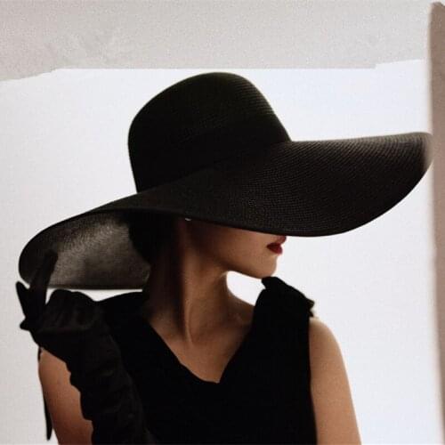 30cm Diameter Large Wide Brim Straw Hat Women Beach Hats Big Ladies Summer 2021 UV Protection Foldable Sun Shade Cap Sunhat