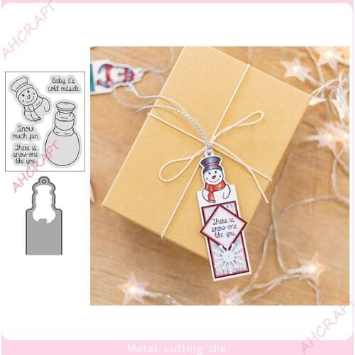 Snowman Stamp and Metal Cutting Dies for DIY Scrapbooking Photo Album Decorative Embossing Paper Card Crafts Die 2021