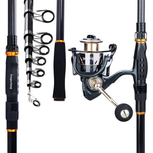 Sougayilang 1.8- 3.6m Spinning Fishing Combo Ultralight Carbon Fiber Telescopic Poles and 13+1BB Reel with Spare Coil Set