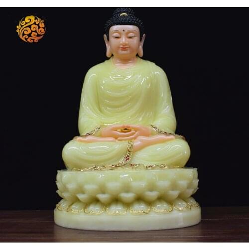 Southeast Asia high-grade Buddha statue Home store Shrine worship Family protection Sakyamuni Buddha jade gilding Sculpture
