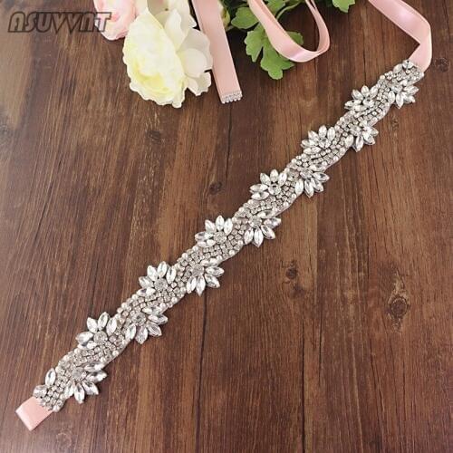 Trendy Women Belt Wedding Bridal Belt Rhinestone Applique Crystal Sash Belt For Girl Bridesmaid Belt For Wedding Party Dress