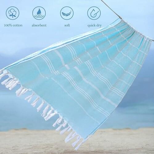 Turkish Cotton Fringed Bath Towel Beach Durable Towel No Sand Quick Drying Super Soft Multi-purpose For Bathing Swimming Pool