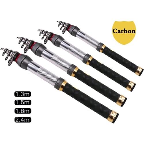 Carbon Spinning Rod 1.3M 1.5M 1.8M 2.1M 2.4M Telescopic Fishing Rod Carp Fishing Travel Sea Pole 2021 Tackle