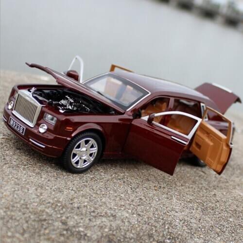 High Quality 1:24 Simulation Alloy Rolls-Royce Phantom Sound And Light Pull Back Car Large Model Toy