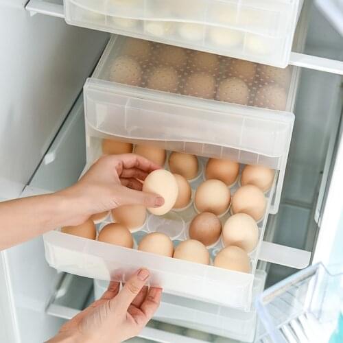 Refrigerator storage box for eggs, kitchen drawer type fresh-keeping egg storage box, rack supporting egg box