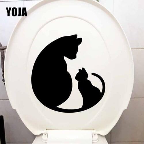 YOJA 21.9X23.3CM Cute Cartoon Cat Toilet Decal Kitten Home Decoration Wall Sticker T5-0198