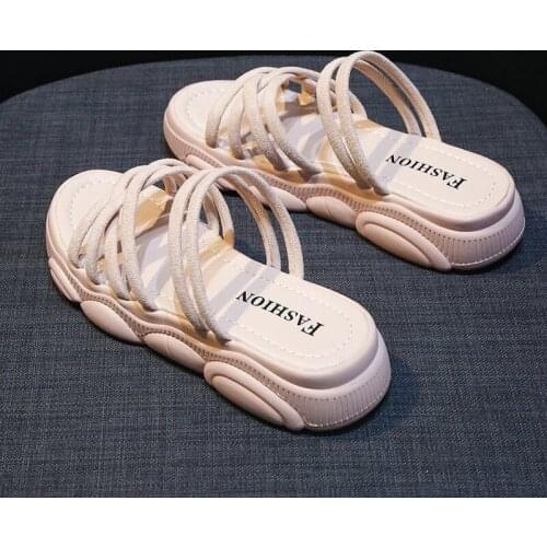 Womens slippers 2021 Summer New Sandals Female Casual Sports Belly Button Cross Strap Flip Flops woman shoes A063