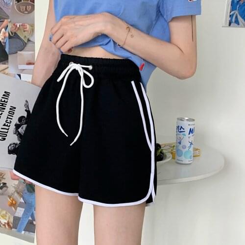 Women Leisure Sports Shorts Summer New Fashion Korean High WaistFrenulum Loose Wide Leg Pants Jogging Short Pant Plus Size S-5XL