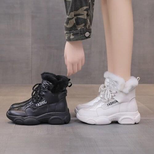 Womans Winter Sneakers leather Ankle .Off White,Black Female Boots,Platform Shoes,Military,Motocross Footwear Combat Boots